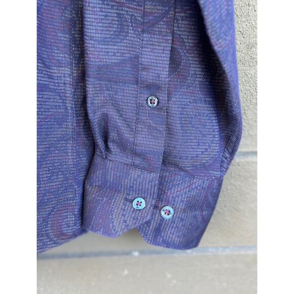 Bugatchi Uomo Men's XL Purple Paisley Print Long Sleeve Casual Button-Down Shirt - Picture 7 of 14
